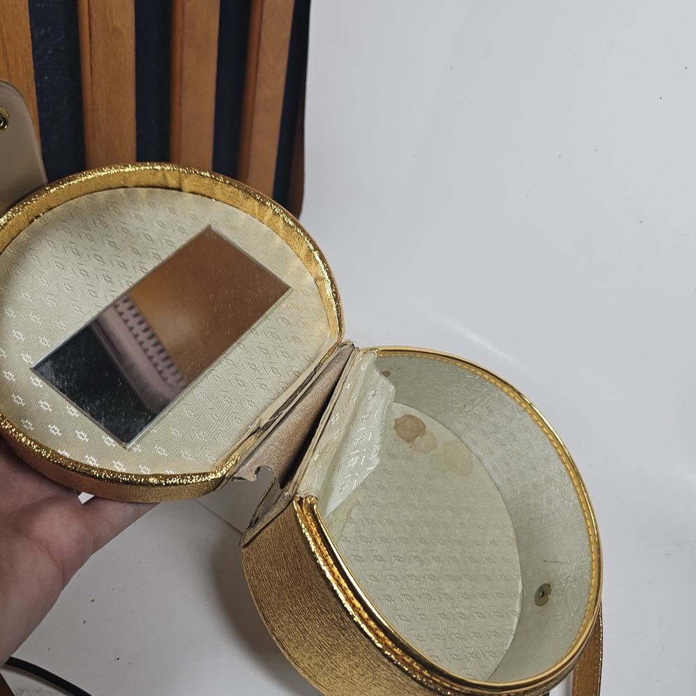GOLD PURSE HANDBAG GOLD ROUND PRE OWNED Vtg Beaded - Picture 8 of 8